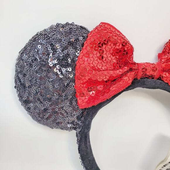 Disney Minnie Mouse Sequin Ears Black Red Hair Accessories - Picture 2 of 12